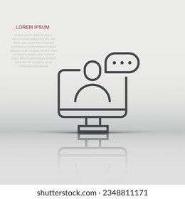 Live webinar icon in flat style. Online training vector illustration on isolated background. Conference stream sign business concept.