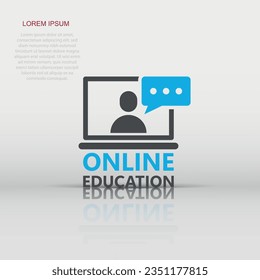 Live webinar icon in flat style. Online training vector illustration on isolated background. Conference stream sign business concept.