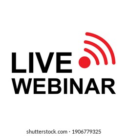 Live webinar icon, online play training seminar , internet streamimg  banner button , vector illustration .