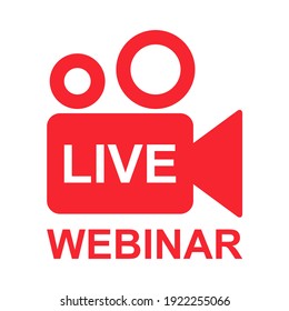 Live webinar icon, online play training seminar , internet streamimg  banner button , vector illustration .