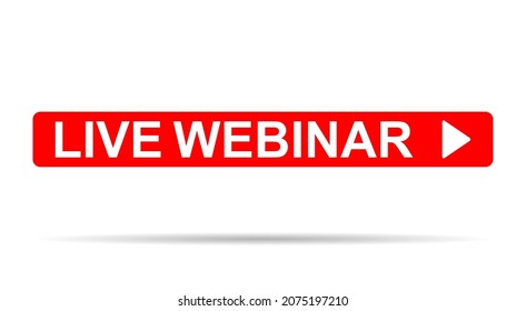 Live webinar icon, online play training seminar , internet streamimg  banner button , vector illustration .