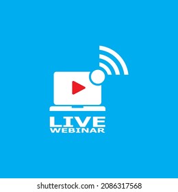 Icono de webinar en vivo y plantilla de símbolos 