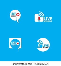 Icono de webinar en vivo y plantilla de símbolos 