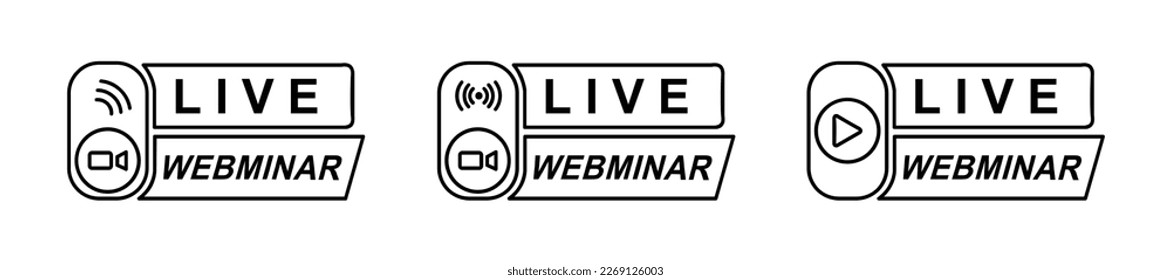 Live Webinar icon, Vector Illustration video Live stream, Video conference, distance broadcast communication, Internet learning media