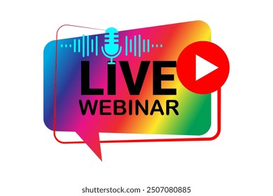 Live webinar icon vector illustration. Live webinar button.