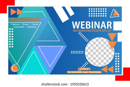 Diseño vectorial de plantilla de invitación a webinar en vivo. Antecedentes promocionales de los seminarios web en vivo para los medios sociales.