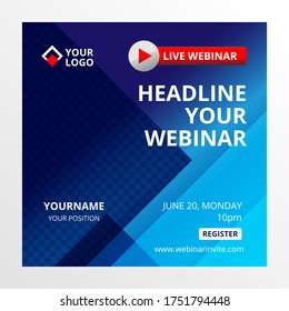 Live webinar invite template. Banner live webinar promotion for social media.