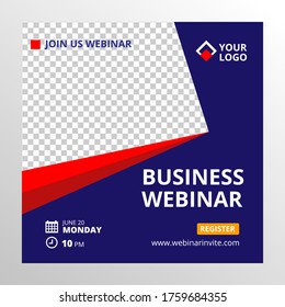 Live webinar invite template. Banner live webinar promotion for social media.