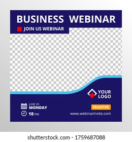 Live webinar invite template. Banner live webinar promotion for social media.