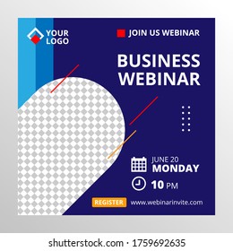 Live webinar invite template. Banner live webinar promotion for social media.