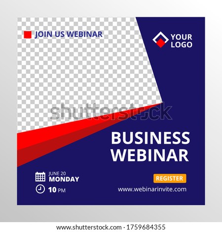 Live webinar invite template. Banner live webinar promotion for social media.