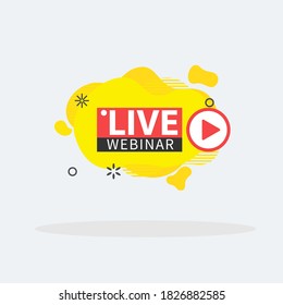 Live Webinar liquid Button, icon, fluid, emblem label gradient Vector illustration flat linear badge and banner, scroll, sticker, embem, poster.
