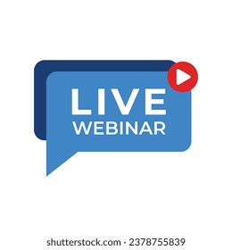 Live webinar logo, icon, button, emblem design. Live Webinar label. Vector illustration Isolated on white background