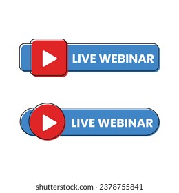 Logo del webinar en vivo, icono, botón, diseño de emblemas. Etiqueta de webinar en vivo. Ilustración vectorial aislada en fondo blanco