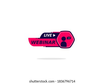 Plantilla de logotipo de webinar de streaming en vivo. Ilustración de icono de webinar de material vectorial