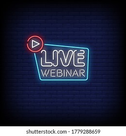 Live Webinar Neon Signs Style Text Vector