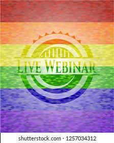 Live Webinar on mosaic background with the colors of the LGBT flag