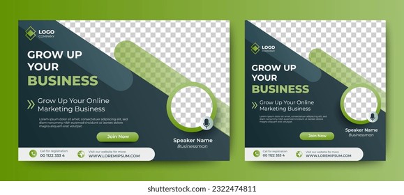 Live webinar online business conference web banner and social media cover template design