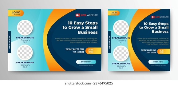 Live webinar online business conference web banner and social media cover template design	