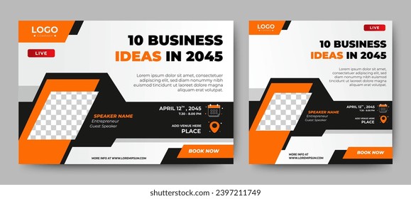 Live webinar online business conference web banner and social media cover template design