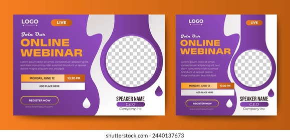 Live webinar online business conference web banner and social media cover template design