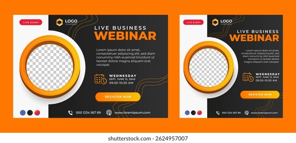Webinar ao vivo online business conference web banner e design de modelo de capa de mídia social