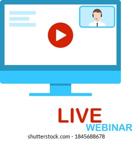Live webinar, online training. Online training computer screensaver. Vector illustration. Vector.