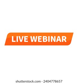 Live Webinar In Orange Rectangle Parallelogram Shape For Information Sign Social Media Business Marketing

