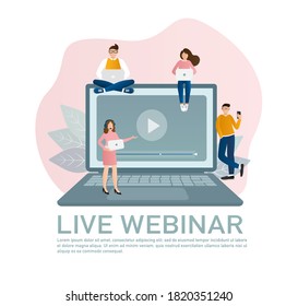 Live webinar people, great design for any purposes. Web design. Vector illustration.