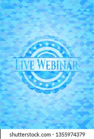 Live Webinar realistic sky blue mosaic emblem