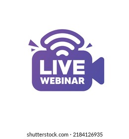 Live Webinar, streaming icon and video broadcasting