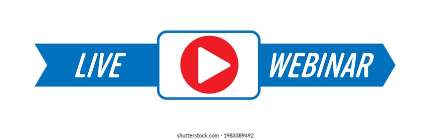 Live webinar vector icon. The icon with the play button. Flat Style