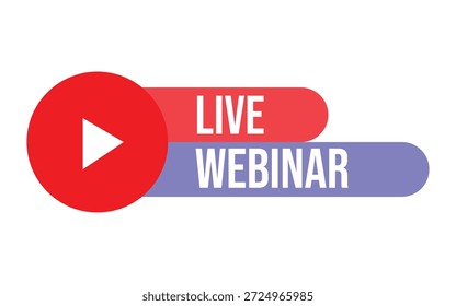 Iconos de vectores de seminario web en vivo para conferencia en línea, trabajo remoto y transmisión por Internet

