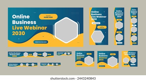 Live Webinar web banner design template Set, Conference Google ads banner, social media posts