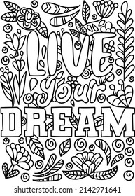 Live Your Dream Motivational Quote Coloring Stock Vector (Royalty Free ...