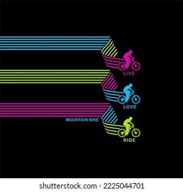 LIVE,LOVE,RIDE,MOUNTAIN BIKE,TYPOGRAPHY DESIGN T-SHIRT PRINT.