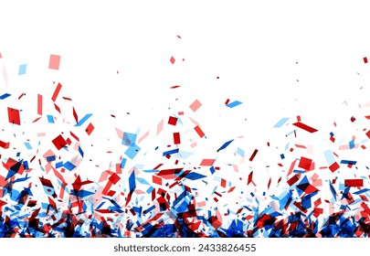 A lively blend of red, white, and blue confetti pieces rising up, perfect for patriotic events and Independence Day celebrations.