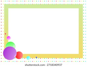 Lively celebration frame featuring a gradient dot pattern and dynamic, colorful circles for creative projects