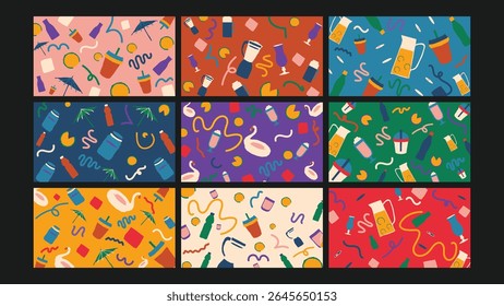 Lively collage of colorful fruits and leaves in a mosaic layout. Great for healthy food, natural product branding, or summer visuals.