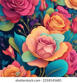 Lively and Colorful Flower Pattern in Vector Design