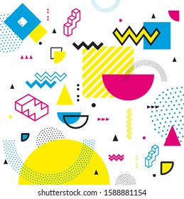 Lively combination design series of geometric pattern and color block,Memphis vector illustration