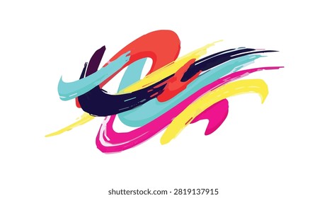 A lively composition of colorful, energetic brush strokes in various hues, creating a sense of motion and artistic expression.