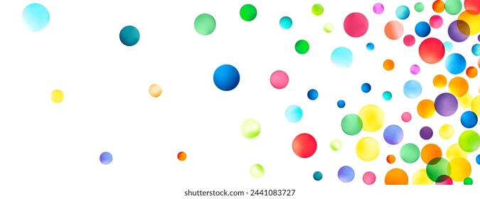 A lively composition of colorful orbs in various hues floating freely, with a sense of playful movement and a cheerful, festive atmosphere.