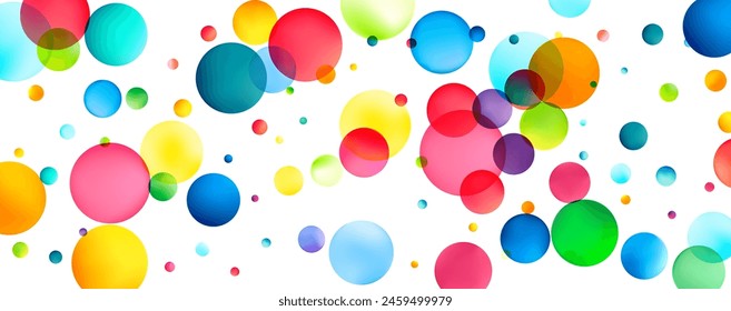 A lively composition of colorful orbs in various hues floating freely, with a sense of playful movement and a cheerful, festive atmosphere.