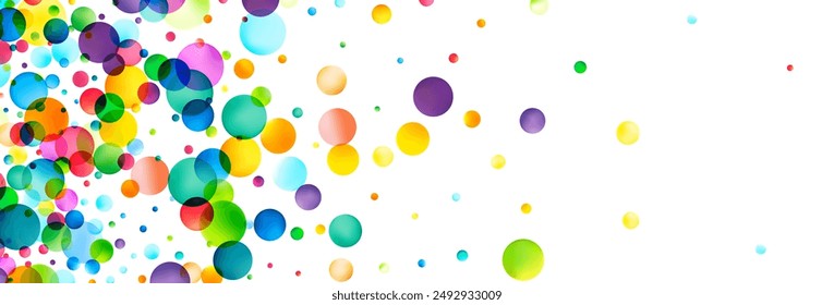 A lively composition of colorful orbs in various hues floating freely, with a sense of playful movement and a cheerful, festive atmosphere.