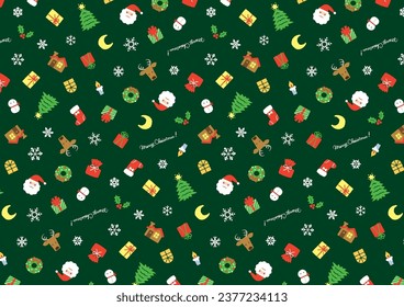 Patrón de Navidad animado y lindo ilustrado a mano (verde)