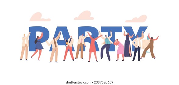 Lively And Energetic Banner With Characters Enjoying Party Fun. A Vibrant Celebration Filled With Laughter, Dancing
