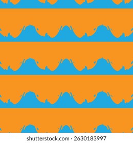 A lively and energetic pattern featuring alternating blue and orange wave designs. This eye-catching artwork is perfect for textiles wallpapers