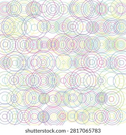 A lively explosion of overlapping colorful circles forming a vibrant and playful geometric pattern. Excellent for cheerful designs and creative digital media.