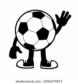 A lively "Football Ball Mascot Character 1" in cartoon vector style, perfect for sports branding, team logos, and promotions, adding a dynamic and playful touch to any design.